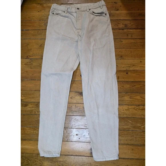 Levis 550 Relaxed Fit Tapered Leg Jeans Mens 36x32 Beige Tan Orange Tab Vintage - Picture 1 of 3